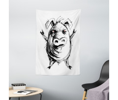 Sketch of Angry Rebel Pig Tapestry