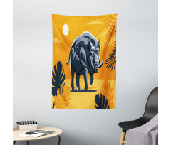 Hog Boar Tropical Leaves Tapestry