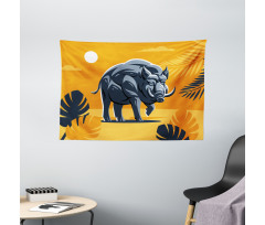 Hog Boar Tropical Leaves Wide Tapestry