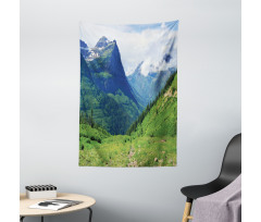 Summer Cloudy Peaks and Grass Tapestry