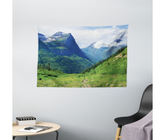 Summer Cloudy Peaks and Grass Wide Tapestry