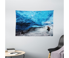 Traveler Man in Ice Cave Wide Tapestry
