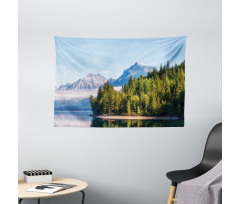 Forest with Misty Mountains Wide Tapestry