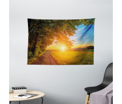 Tranquil Path at Sunset Wide Tapestry