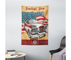 Vintage Car and Greetings Tapestry