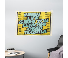 Retro Design Funny Words Wide Tapestry