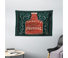 Retro Swirls and Bottle Wide Tapestry