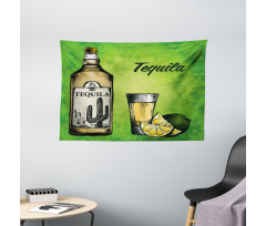 Bottle Shot Glass and Lime Wide Tapestry