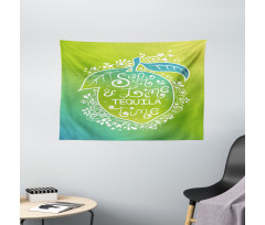 Vibrant Ombre Text on Lemon Wide Tapestry