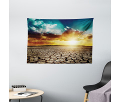 Sunset Cracked Earth Wide Tapestry