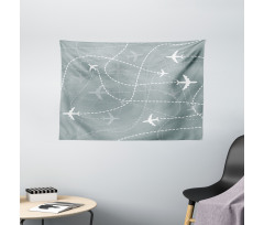 Airplane Traces Scheme Sign Wide Tapestry