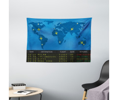 Departure Board World Map Wide Tapestry