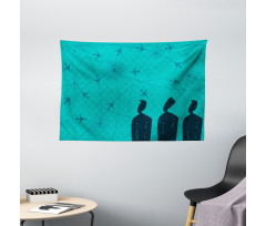 Men Look Flight Paths Wide Tapestry