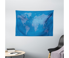 Flight Routes on World Map Wide Tapestry