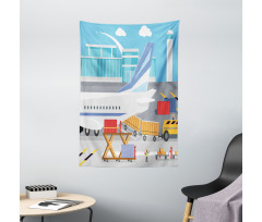 Loading Cargo Plane Cartoon Tapestry