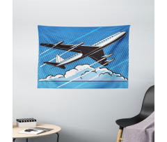 Pop Art Take Off Plane Dots Wide Tapestry