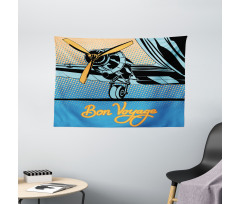 Retro Plane with Propeller Wide Tapestry