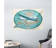 Bon Voyage and Retro Plane Wide Tapestry