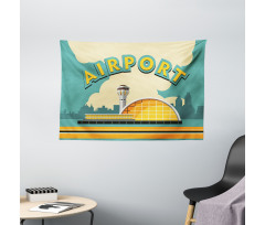 Nostalgic Airport Building Wide Tapestry