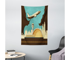 Airfield Plane and City Tapestry