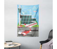 Departure Plane from Runway Tapestry