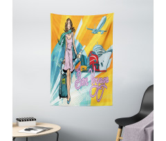 Retro Passenger Woman Art Tapestry