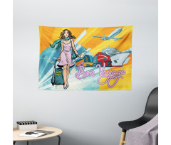 Retro Passenger Woman Art Wide Tapestry