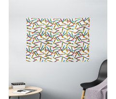 Cartoon Paint Crafts Pattern Wide Tapestry
