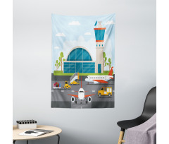 Cartoon Airfield Elements Tapestry