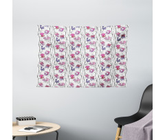 Flowers on Thin Branches Art Wide Tapestry