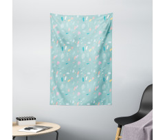 Pastel Strokes and Dots Tapestry