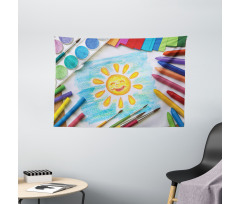 Child's Happy Sun Painting Wide Tapestry