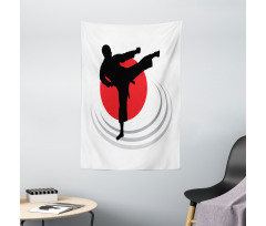 Man Karate Kick Silhouette Tapestry