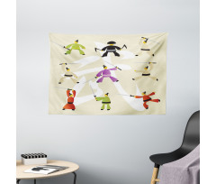 Japanese Martial Art Icons Wide Tapestry