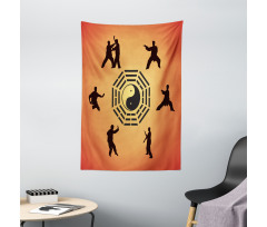 Yin Yang and Karate Poses Tapestry