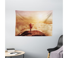 Karate Posed Man at Sunset Wide Tapestry