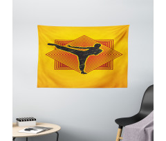 Grunge Kicking Man Squares Wide Tapestry