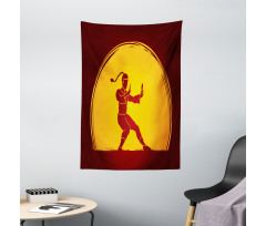 Bicolour Karate Pose Moon Tapestry