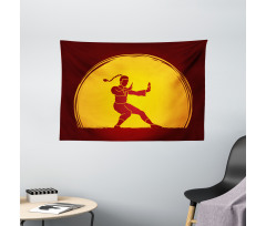 Bicolour Karate Pose Moon Wide Tapestry