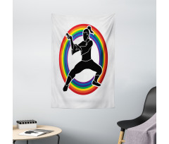 Karate on Rainbow Circle Tapestry