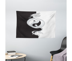 Dragon with Yin Yang Wide Tapestry