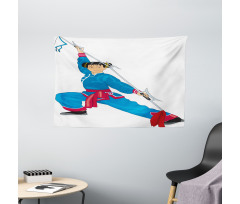 Cartoon Girl in Folk Clothe Wide Tapestry