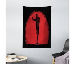 Man Silhouette Pose Round Tapestry