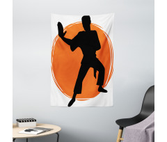 Karate Pose Man in Uniforms Tapestry