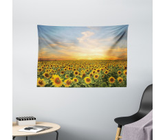 Blooming Farm at Sunset Wide Tapestry