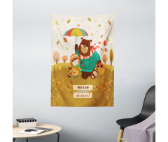 Hello Autumn Cartoon Tapestry