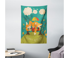 Foxes Umbrella Tapestry