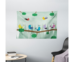 Birds on Branch Wide Tapestry