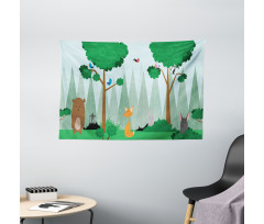 Woods Cartoon Wide Tapestry