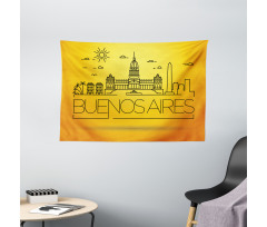 Buenos Aires Line Art Wide Tapestry